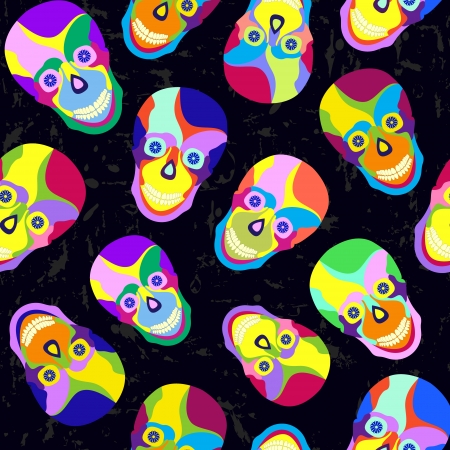 Illustration of seamless with abstract colorful skullのイラスト素材