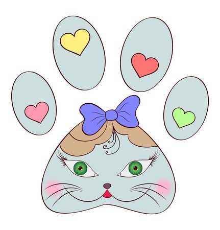 Vector illustration of cartoon cat on white backgroundのイラスト素材