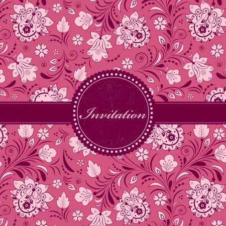 Vector illustration of  brigt floral invitation card ( or place your text)のイラスト素材