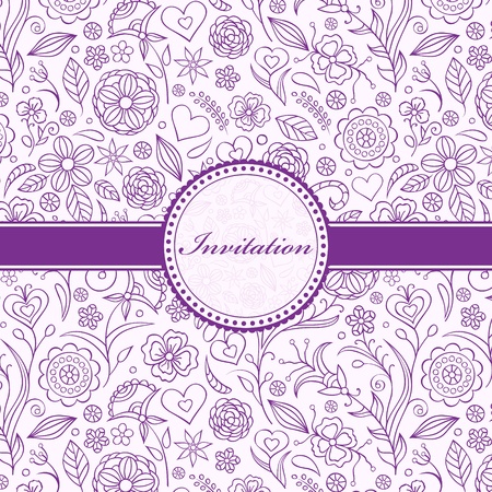 Vector illustration of  floral invitation card ( or place your text)のイラスト素材