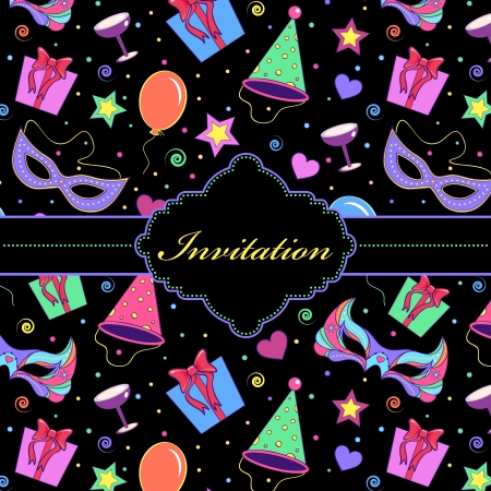 Vector illustration of  colorful  invitation card のイラスト素材