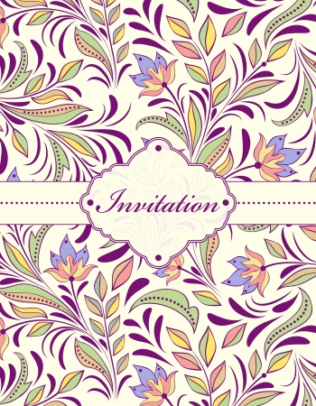 Vector illustration of  floral invitation card ( or place your text)のイラスト素材