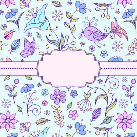 illustration of  frame with floral pattern.のイラスト素材