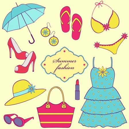 Vector illustration of a set of summer womenのイラスト素材