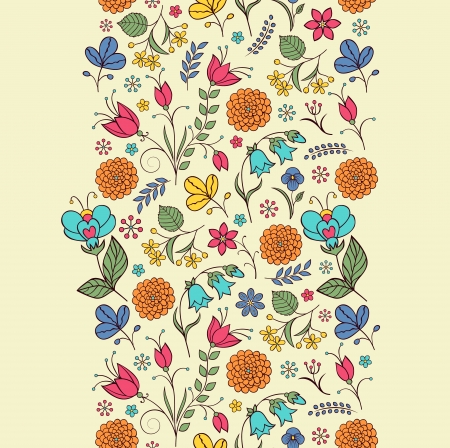 Vector illustration of seamless pattern with abstract flowers Floral backgroundのイラスト素材