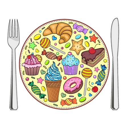 sweets in the shape of plate isolated on a white backgroundのイラスト素材