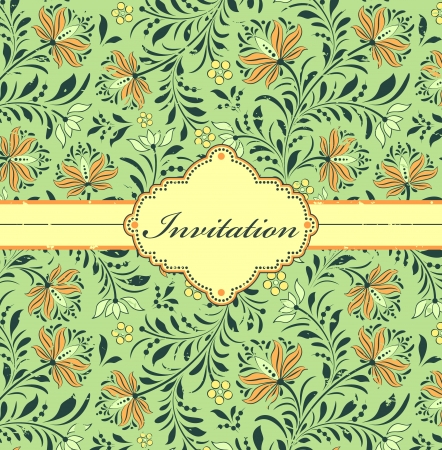 illustration of colorful floral invitation card ( or place your text)のイラスト素材