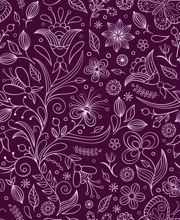 illustration of seamless pattern with abstract flowers.Floral backgroundのイラスト素材