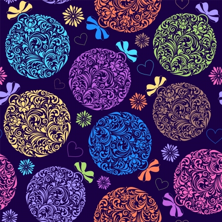 Illustration of seamless pattern with colorful christmas ballのイラスト素材