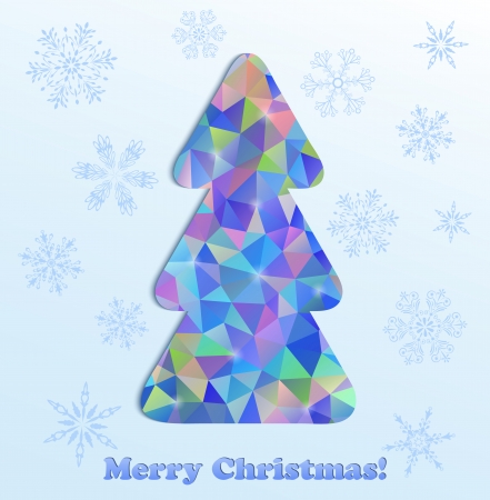 Vector illustration of abstract christmas tree and snowflakes のイラスト素材