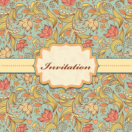 Vector illustration of colorful floral invitation card   or place your text のイラスト素材