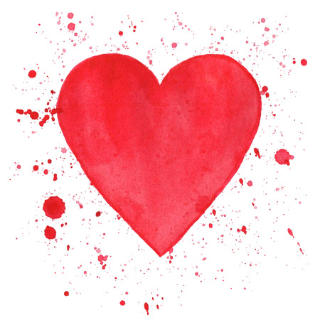 Vector illustration of watercolor heart on white backgroundのイラスト素材