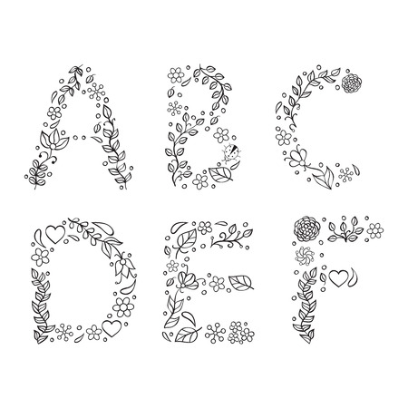 Vector illustration of hand drawn letters on white backgroundのイラスト素材