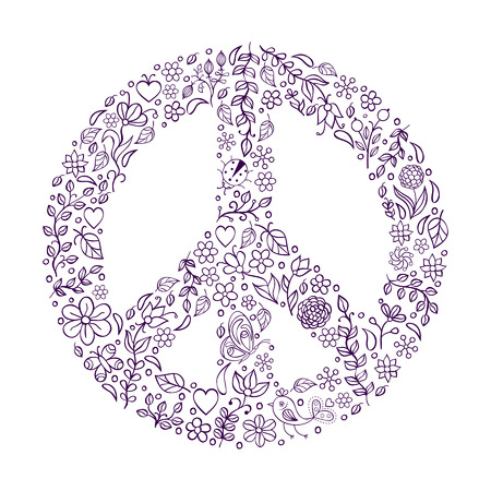 Vector illustration of peace symbol on white backgroundのイラスト素材