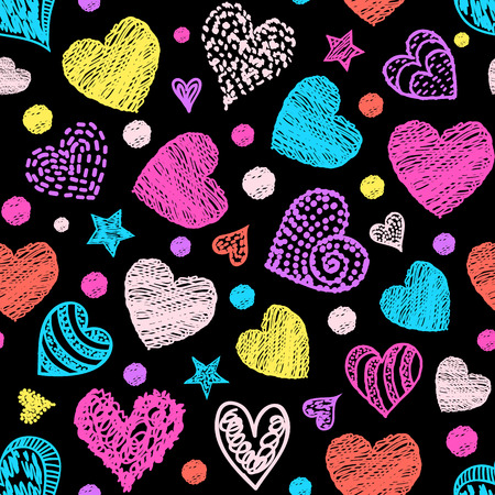 A pattern with colorful hearts.のイラスト素材