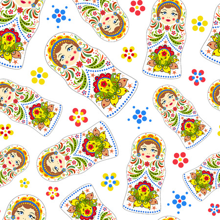 seamless pattern with russian dollsのイラスト素材