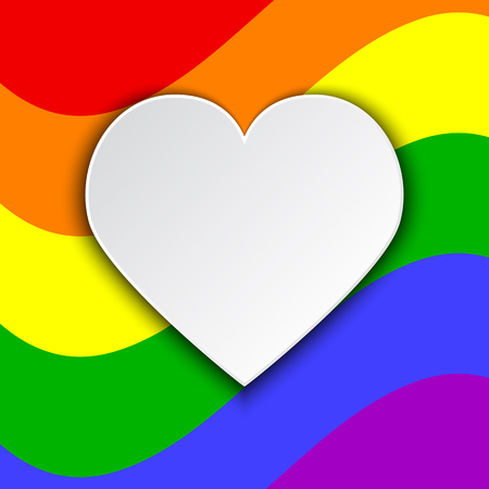 Vector illustration of lgbt flag with white heartのイラスト素材