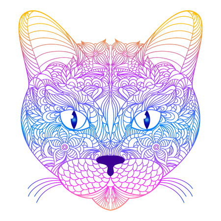Head of cat on white background.  Vector illustration.のイラスト素材