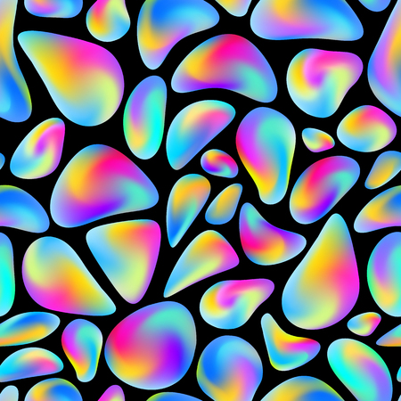 Liquid  colorful drops on black backgroundのイラスト素材