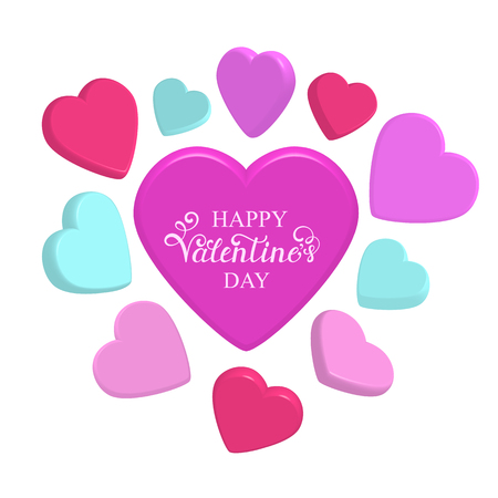 3d hearts on white pattern for Valentines day card.のイラスト素材
