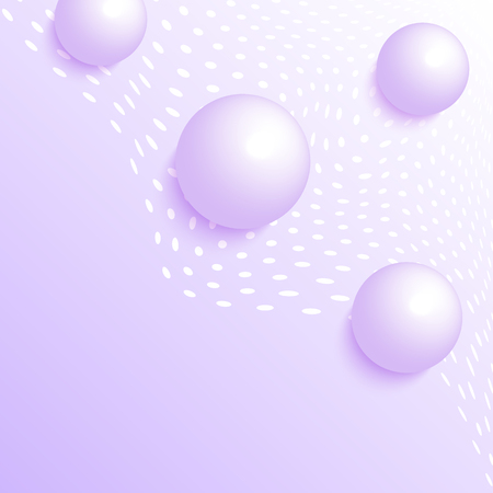 Vector illustration of 3d balls on violet background. Abstract design.のイラスト素材