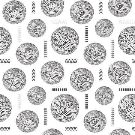 Modern seamless pattern with striped balls on white backgroundのイラスト素材