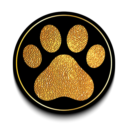 Golden animal paw print on white backgroundのイラスト素材