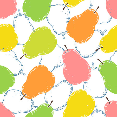 Seamless pattern with pears on white background. Fruits texture.It be perfect for fabric,...