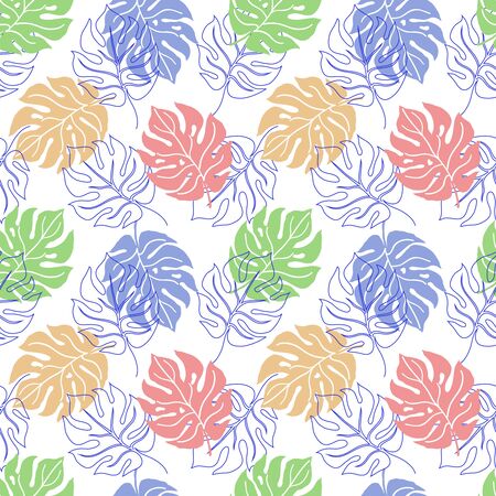 Seamless pattern with monstera leaves.It be perfect for wrapping,packaging,wallpaper,fabric, digital paper and moreのイラスト素材