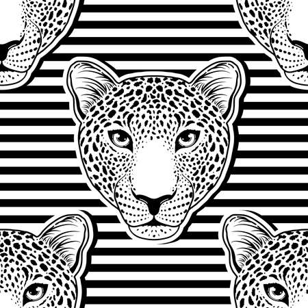Seamless pattern with leopard muzzleのイラスト素材