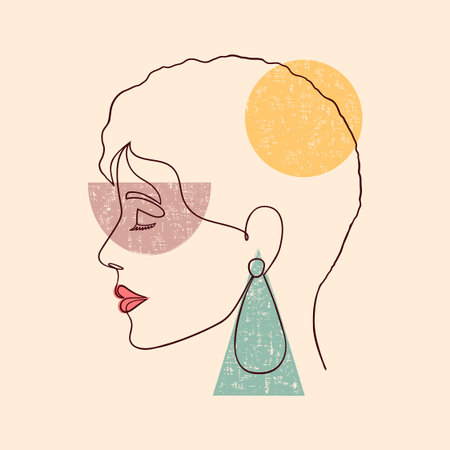 Poster with minimal woman faceのイラスト素材