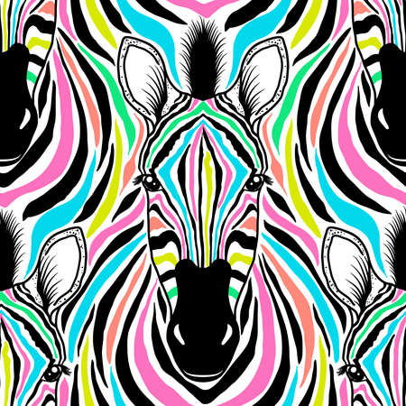 pattern with zebra headのイラスト素材