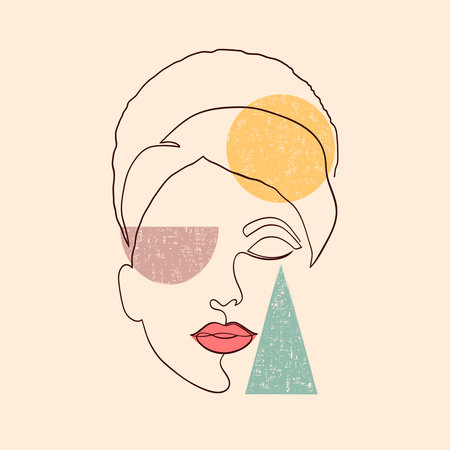 Poster with minimal woman faceのイラスト素材