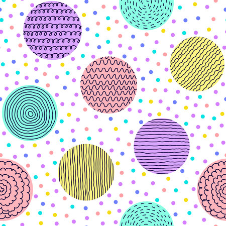 pattern with hand drawn circlesのイラスト素材