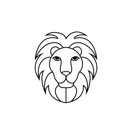 Lion head in line art style on white background.のイラスト素材