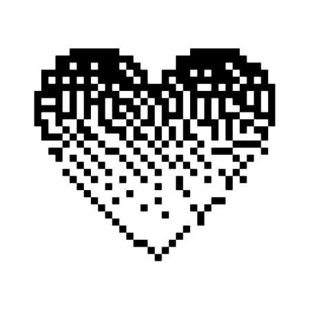 Heart shape with bitmap retro effectのイラスト素材