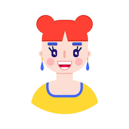Female face in flat styleのイラスト素材