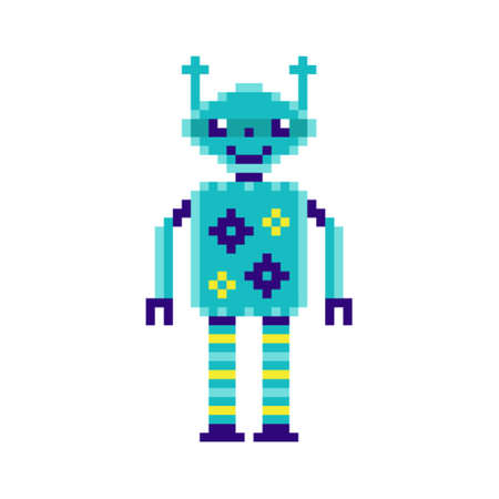 Robot in pixel art styleのイラスト素材