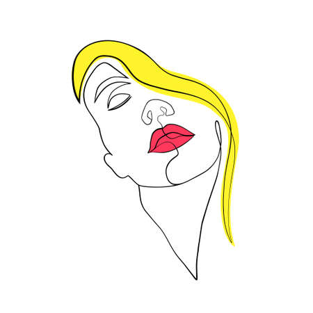 Sketch of woman in minimal linear styleのイラスト素材