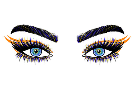 Human eyes with long lashesのイラスト素材