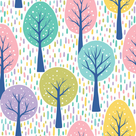 Seamless pattern with colorful treesのイラスト素材