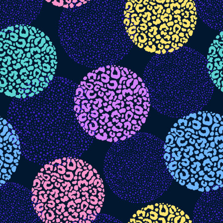 Seamless pattern with color leopard print circlesのイラスト素材