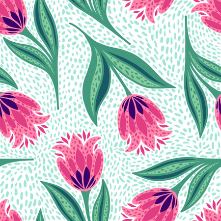 pattern with bright tulipsのイラスト素材