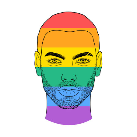 Colorful male faceのイラスト素材