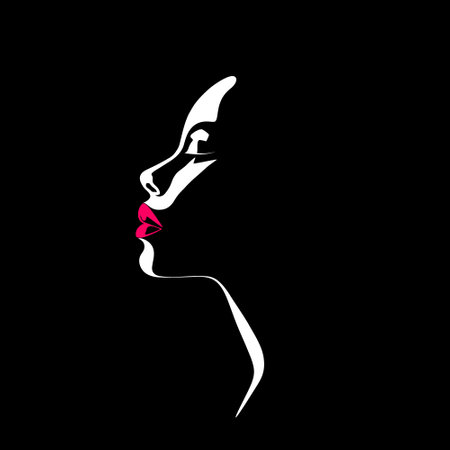 Profile of a young woman in modern minimalist styleのイラスト素材