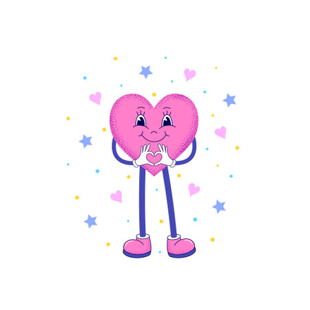 Cartoon heart on white background.Simple and cute. Valentines Day card.のイラスト素材