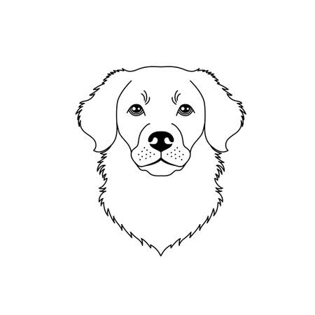 Retriever dog icon in linear flat style on white background.のイラスト素材