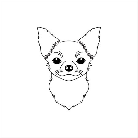 Chihuahua dog icon in line art styleのイラスト素材