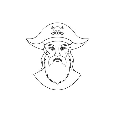 Icon of an old pirate in a simple line art styleのイラスト素材