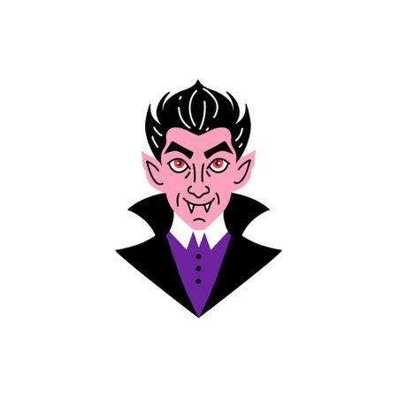 Portrait of a cheerful vampire in doodle styleのイラスト素材